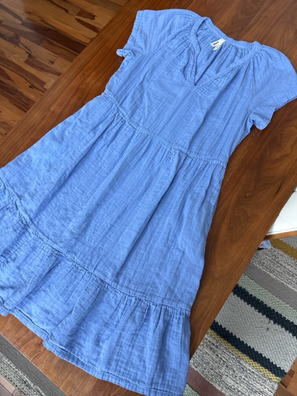 PACT Coastal Throw-and-Go Dress Double Gauze Cotton Periwinkle Size Small - Picture 4 of 7